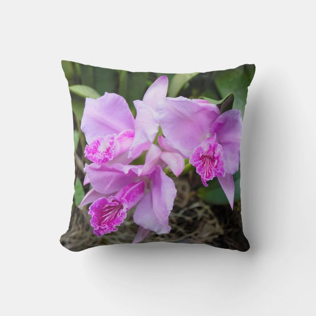 Pink Orchids Bouquet Cushion (Front)