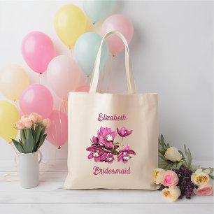 Pink Orchids Bridesmaid Bridal Party Gift Tote Bag