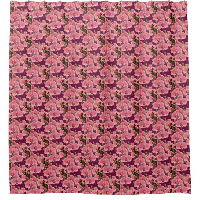 Pink Orchids Floral Shower Curtain (Front)