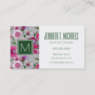Pink Orchids In Bloom   Add Your Name Business Card