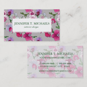 Pink Orchids In Bloom   Add Your Name Business Card