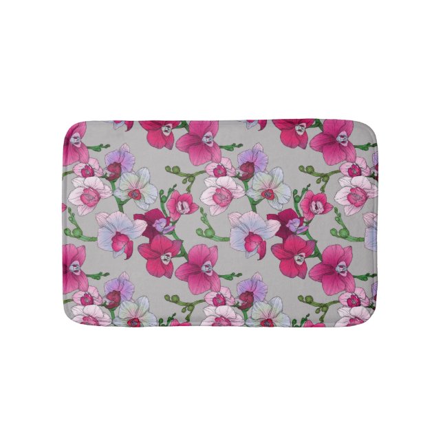 Pink Orchids In Bloom Bath Mat (Front)