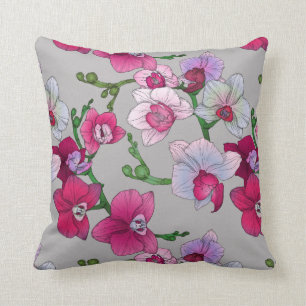 Pink Orchids In Bloom Cushion
