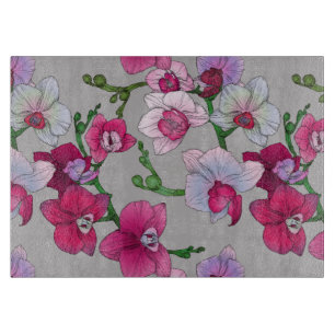 Pink Orchids In Bloom Cutting Board