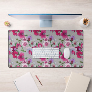Pink Orchids In Bloom Desk Mat