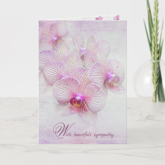 pink orchids loss of Grandma sympathy Thank You Card (Front)