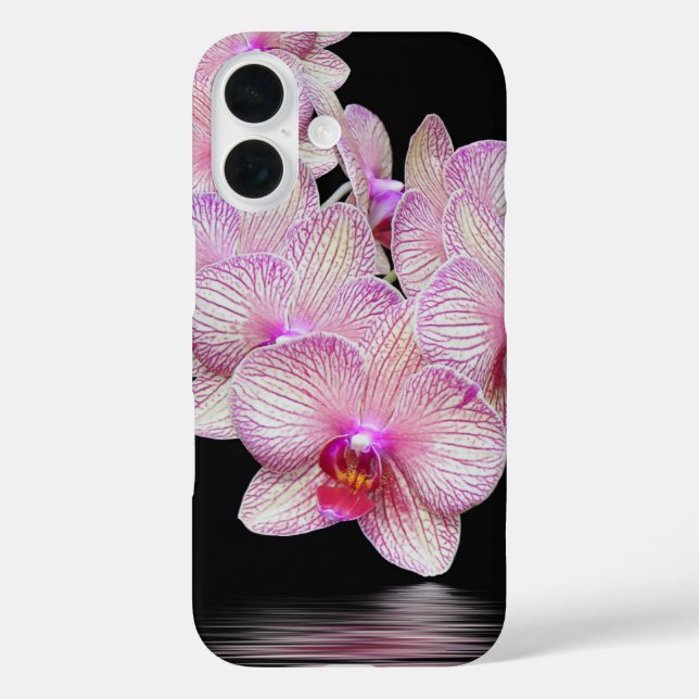 Pink Orchids On Black Case-Mate iPhone Case (Back)
