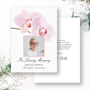 Pink Orchids on White Funeral Memorial Sympathy Thank You Card