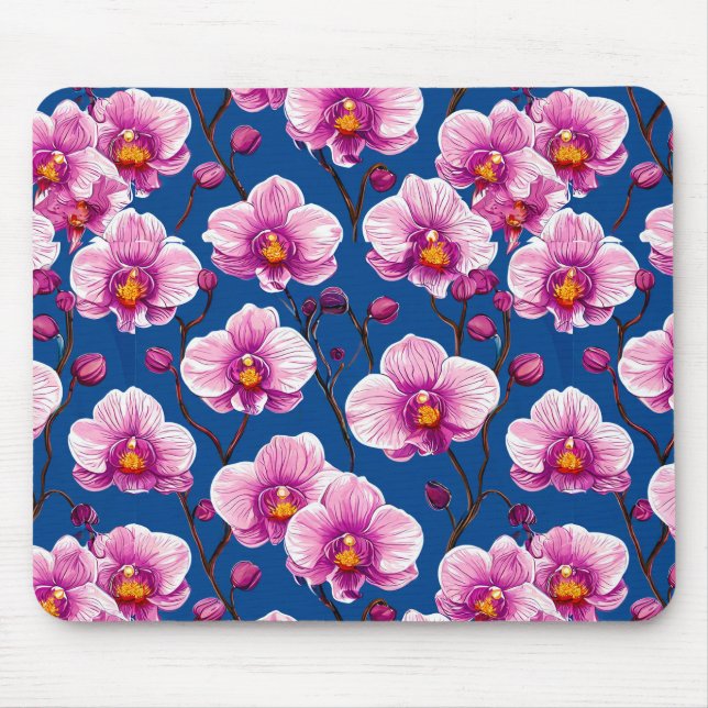 Pink Orchids pattern Mouse Pad (Front)