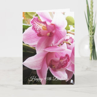 Pink Orchids Personalised 95th Birthday Card
