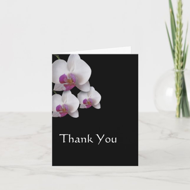 Pink Orchids Thank You Note Card (Front)
