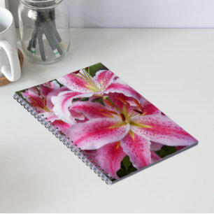 Pink Oriental Lilies Floral Notebook