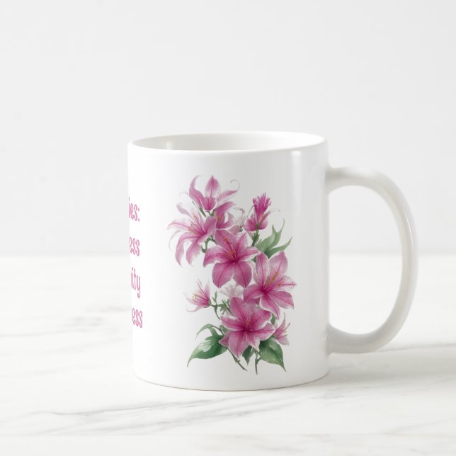 Pink Oriental Lily Flowers Coffee Mug (Right)