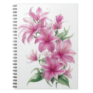 Pink Oriental Lily Flowers Notebook
