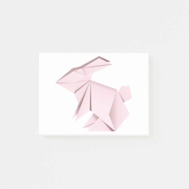 Pink origami rabbit post-it notes (Front)