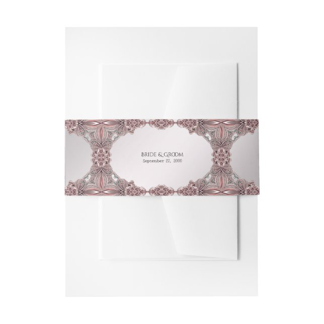 Pink Ornamental Invitation Belly Band (Front Example)