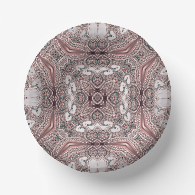 Pink Ornamental Paper Bowls Plate (Front)