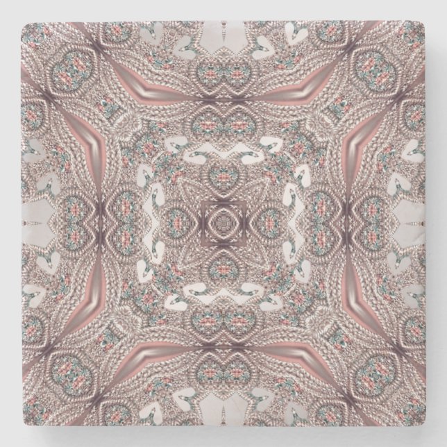 Pink Ornamental Stone Coaster (Front)