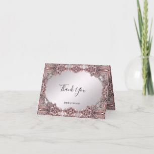 Pink Ornamental Thank You Card
