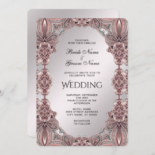 Pink Ornamental Wedding Invitation