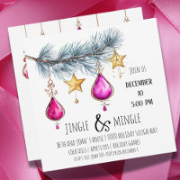 Pink Ornaments and Gold Stars with Tree Party 
