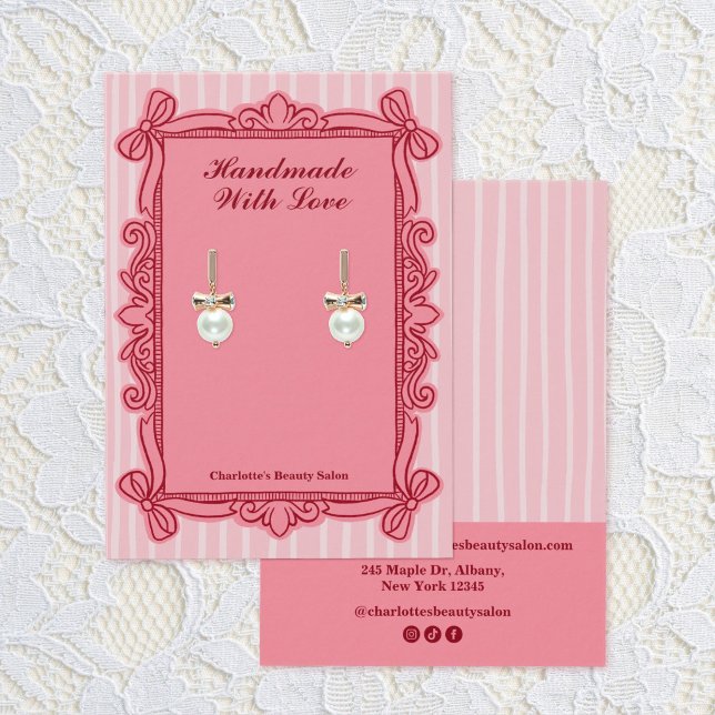 Pink Ornate Bow Frame Earring Display Cards (Pink Ornate Bow Frame Earring Display Cards)