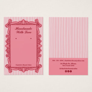 Pink Ornate Bow Frame Earring Display Cards