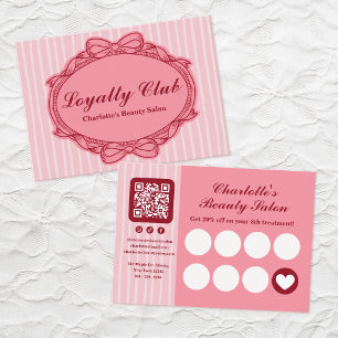 Pink Ornate Bow Frame Salon Loyalty Card