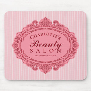 Pink Ornate Bow Frame Salon Mouse Pad