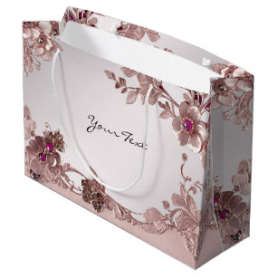 Pink Ornate Floral Gift Bag