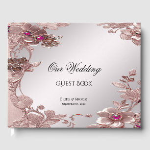 Pink Ornate Floral Guest Book