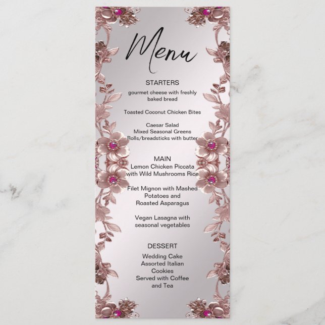 Pink Ornate Floral Menu (Front)