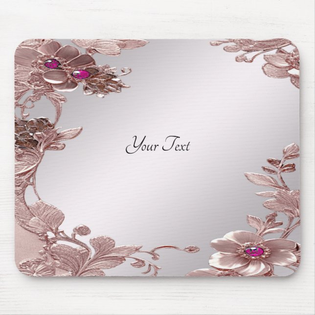 Pink Ornate Floral Mousepad (Front)