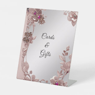 Pink Ornate Floral Tabletop Signs