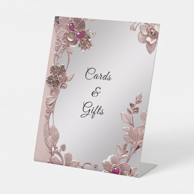 Pink Ornate Floral Tabletop Signs (Front)