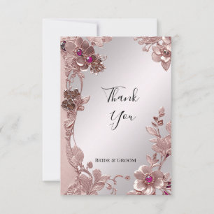 Pink Ornate Floral Thank You Card