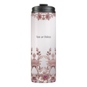 Pink Ornate Floral Thermal Tumbler