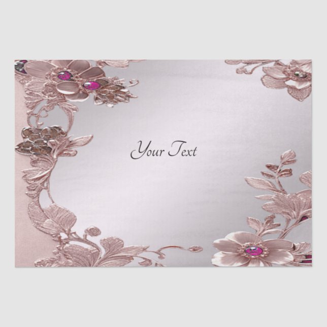 Pink Ornate Floral Tissue Paper (Front)