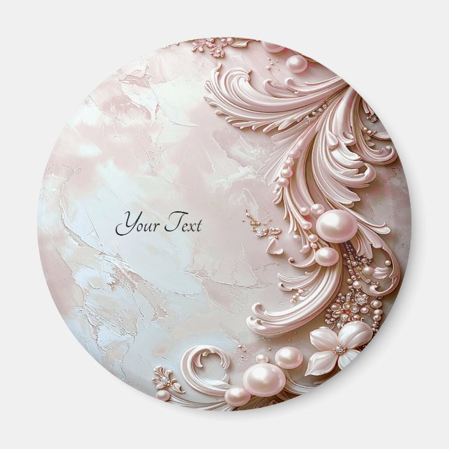 Pink Ornate Pearl and Floral Magnet (Front)