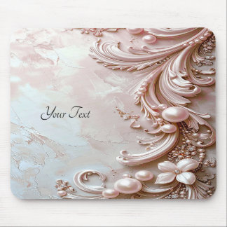 Pink Ornate Pearl and Floral Mousepad