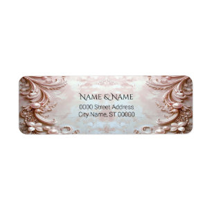 Pink Ornate Pearl and Floral Return Address Label