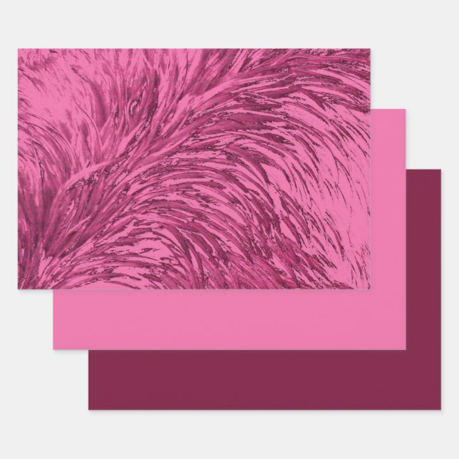 Pink Ostrich feather design Wrapping Paper Sheet (Set)