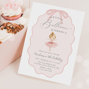 Pink Our Little Ballerina Ballet Birthday Party Invitation