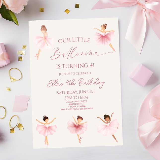 Pink Our Little Ballerina Ballet Birthday Party Invitation (Creator Uploaded)