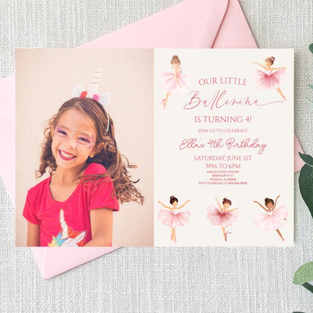 Pink Our Little Ballerina Ballet Birthday Party Invitation (Creator Uploaded)