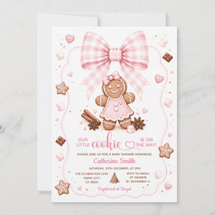 Pink Our Little Cookie Is On The Way Baby Shower  Invitation