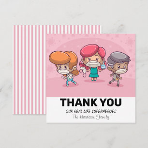 Pink Our Real Life Superheroes Appreciation Thank You Card