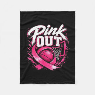 Pink out basketball breast cancer awareness fleece blanket