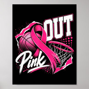 Pink out basketball breast cancer awareness poster