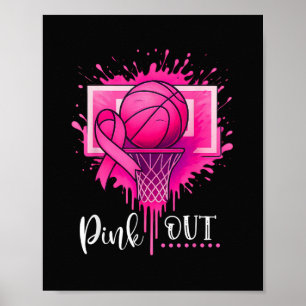 Pink Out Basketball Breast Cancer Awareness Poster